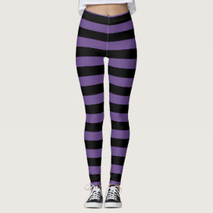 Leggings Polainas rayadas púrpuras y negras de Halloween
