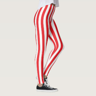 Leggings Polainas rayadas rojas y blancas
