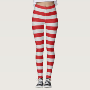 Leggings Polainas rayadas rojas y blancas