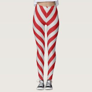 Leggings Polainas rayadas rojas y blancas del bastón de