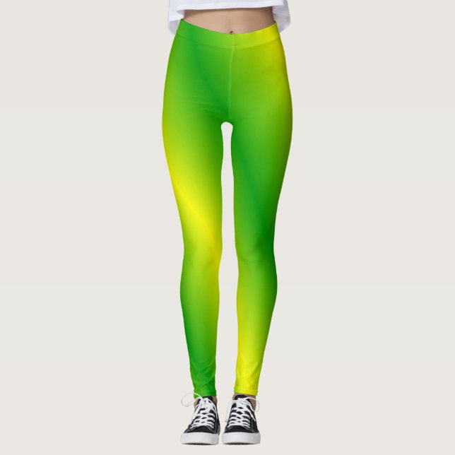 Leggings Polainas rayadas verdes y amarillas (Anverso)