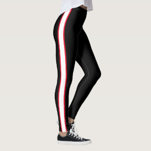 Leggings Polainas rojas/blancas simples de la raya