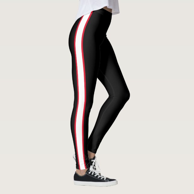 Leggings Polainas rojas/blancas simples de la raya (Derecha)
