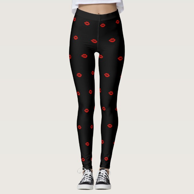 Leggings Polainas rojas de los labios (Anverso)