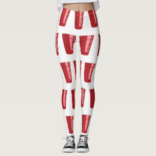 Leggings Polainas rojas de Pong de la cerveza de la taza