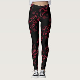 Leggings Polainas rojas del negro del purpurina de las