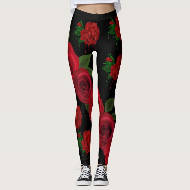 Leggings Polainas rojas sangre de los rosas (Anverso)