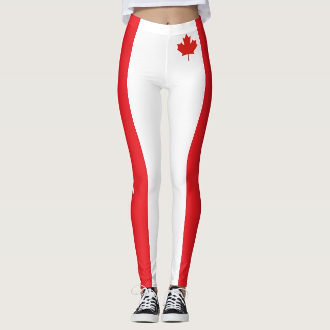 Leggings Polainas rojas y blancas de la bandera de Canadá (Anverso)