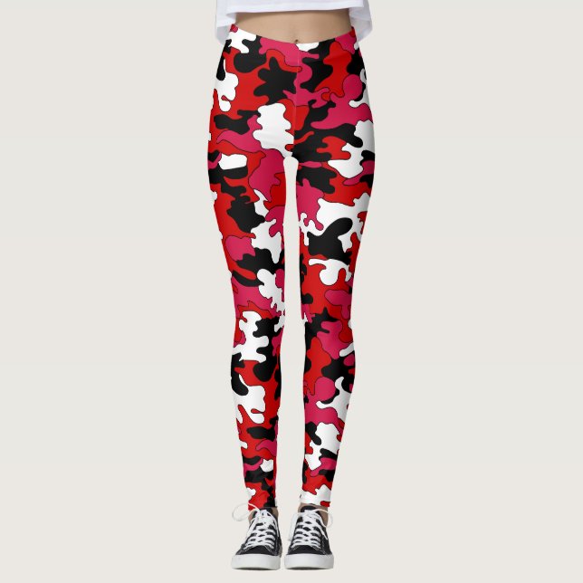 Leggings Polainas rojas y negras de Camo (Anverso)