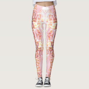 Leggings Polainas rosa y impresión anaranjada del diseñad