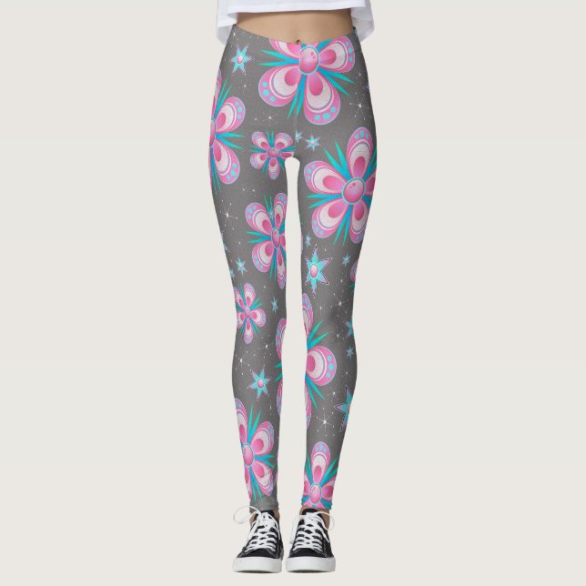 Leggings Polainas rosadas caprichosas de la yoga de la (Anverso)