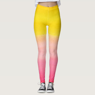 Leggings Polainas rosadas de la acuarela de Ombre y