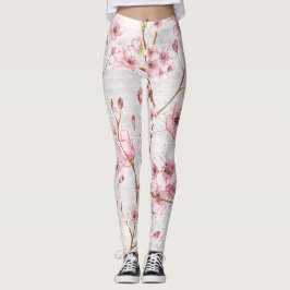 Leggings Polainas rosadas de la flor de cerezo