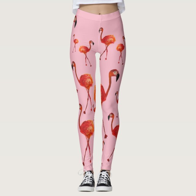 Leggings Polainas rosadas de los flamencos (Anverso)