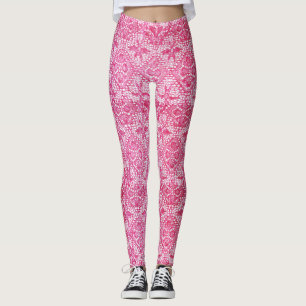 Leggings Polainas rosadas de lujo del cordón