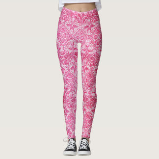 Leggings Polainas rosadas de lujo del cordón