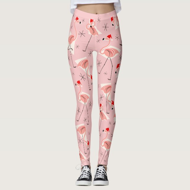 Leggings Polainas rosadas de Santas del flamenco (Anverso)