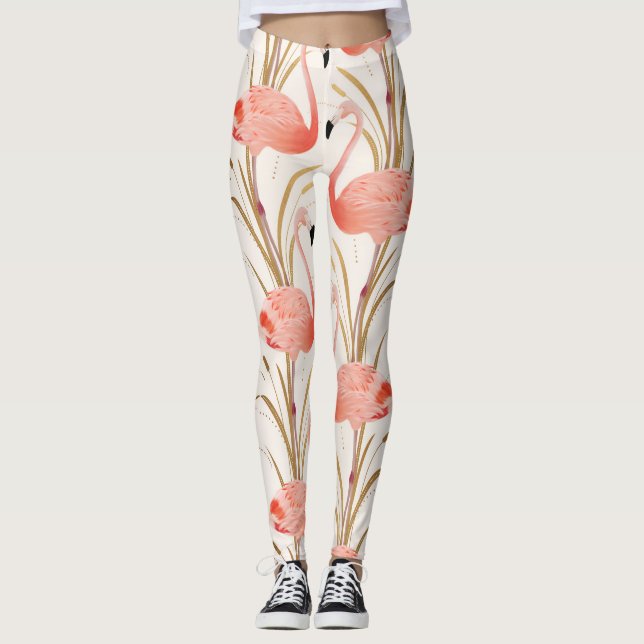 Leggings Polainas rosadas del entrenamiento del flamenco (Anverso)