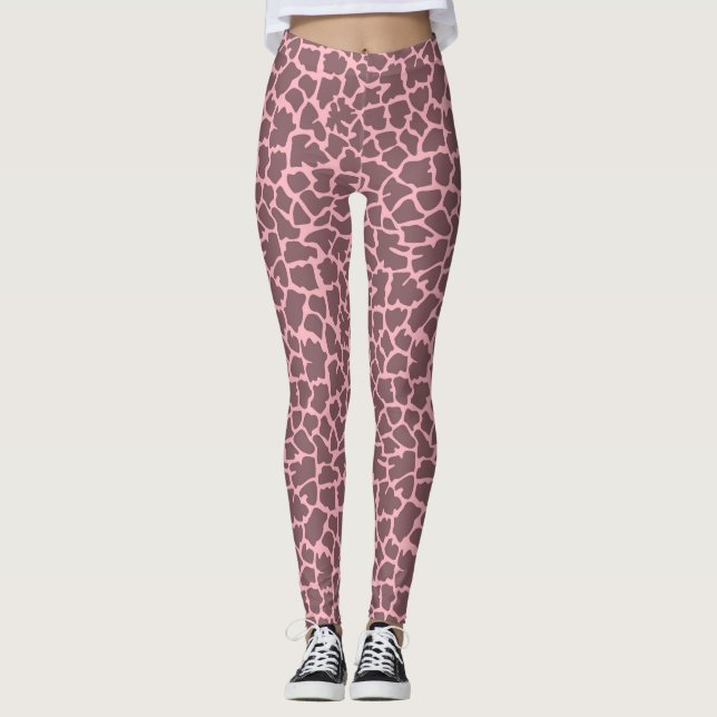 Leggings Polainas rosadas del estampado de girafa (Anverso)