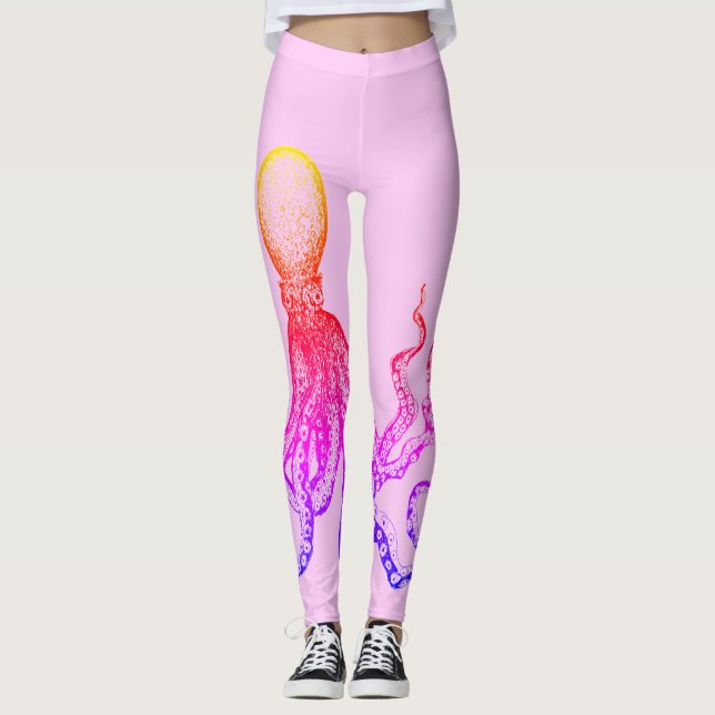 Leggings Polainas rosadas del pulpo (Anverso)