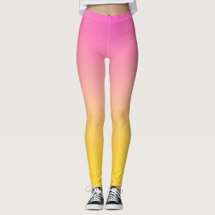 Leggings Polainas rosadas y amarillas brillantes de la