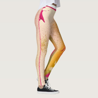 Leggings Polainas rosadas y amarillas de la pluma