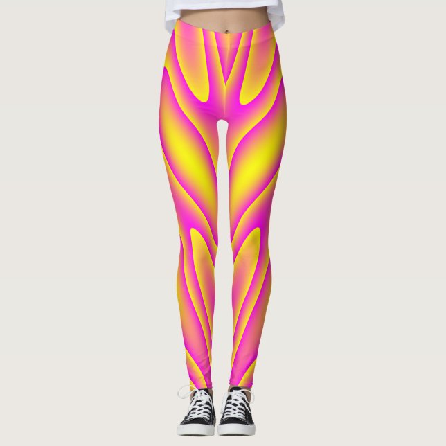 Leggings Polainas Rosado-Amarillas del remolino (Anverso)