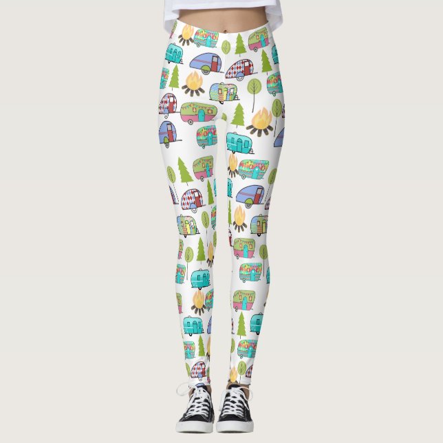 Leggings Polainas temáticas que acampan (Anverso)
