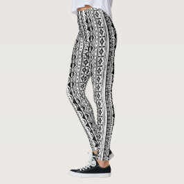 Leggings Polainas tribales blancos y negros de la raya