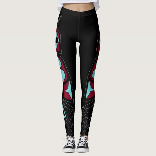 Leggings Polainas tribales de la pluma (Anverso)