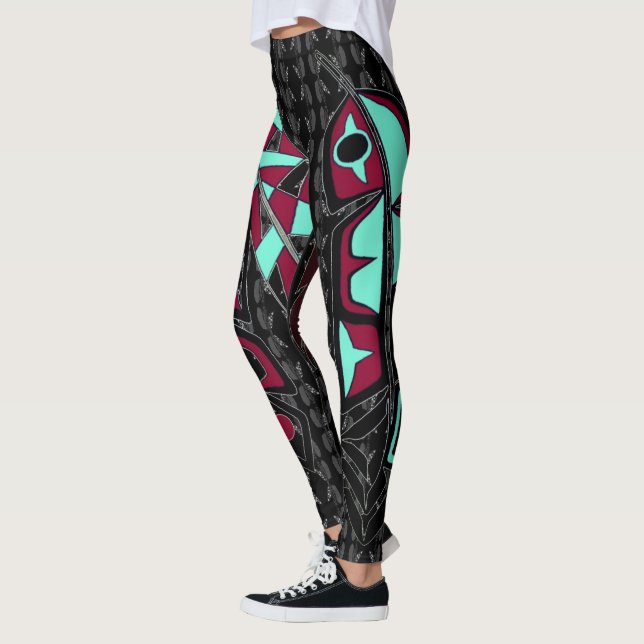 Leggings Polainas tribales de las plumas (Izquierda)
