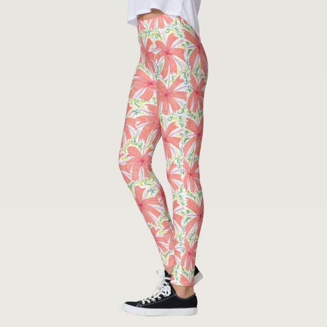 Leggings Polainas tropicales de la flor de la sol (Izquierda)
