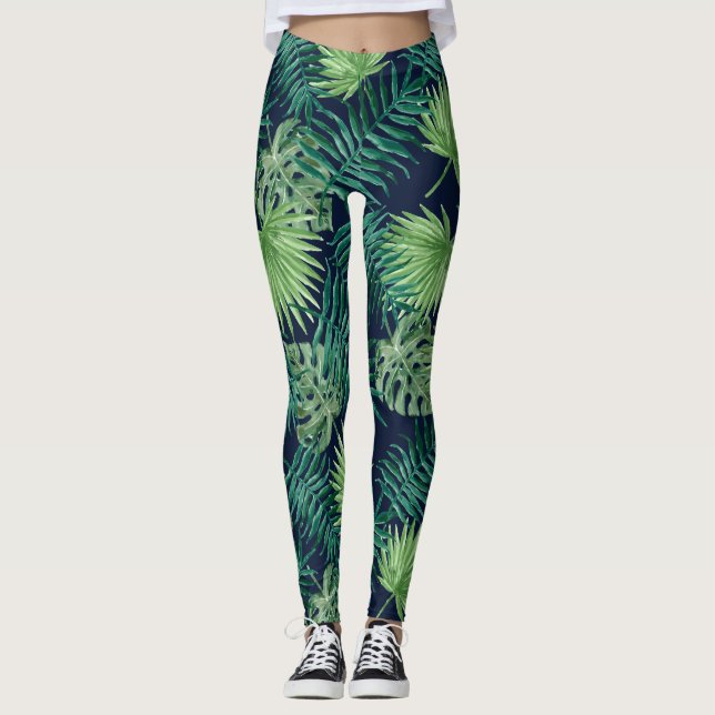 Leggings Polainas tropicales de la selva el | de la hoja (Anverso)