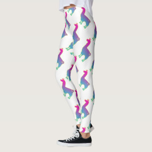Leggings Polainas tropicales rosadas de la llama