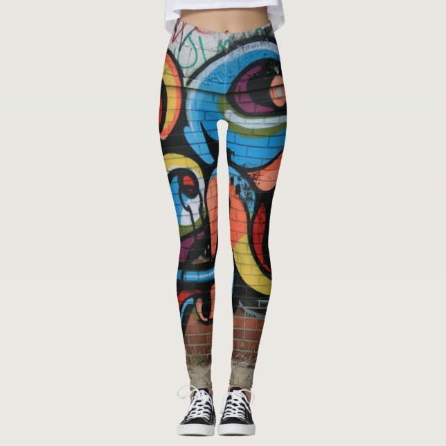 Leggings Polainas urbanas de la yoga del arte de la calle (Anverso)