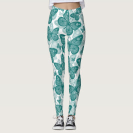 Leggings Polainas verde azuladas de la mariposa de los