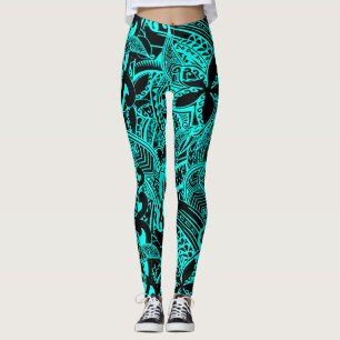Leggings Polinesia Verde azulada - Diseños tribales Verde 