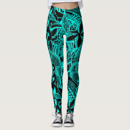 Leggings Polinesia Verde azulada - Diseños tribales Verde a