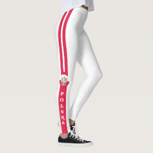 Leggings Polish Flag Eagle & Poland fashion / White