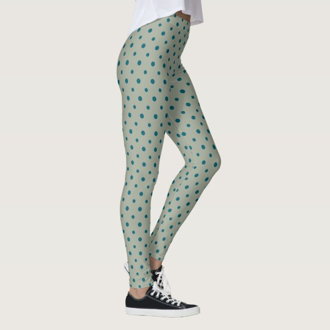 Leggings Polka azul de la marina con puntos verdes a Person (Derecha)