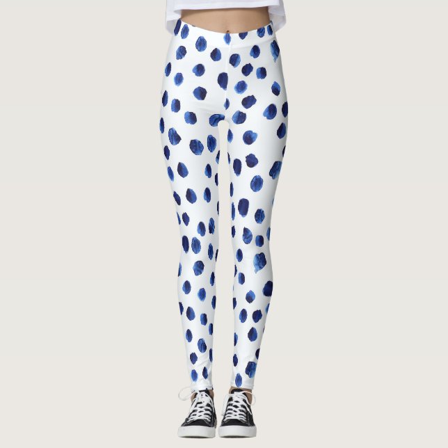 Leggings Polka Azul: Punto acuarela sin inconvenientes. (Anverso)