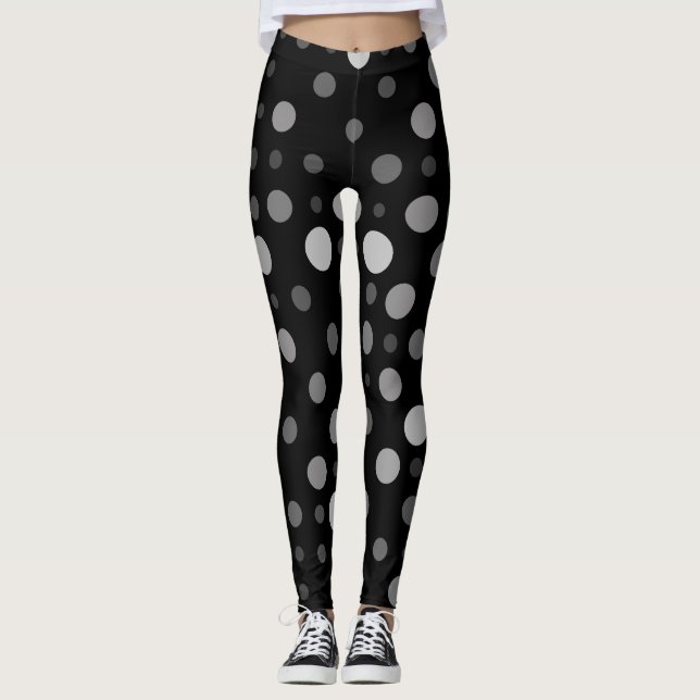 Leggings Polka Dot 01X. Black BG gris sombreado (Anverso)