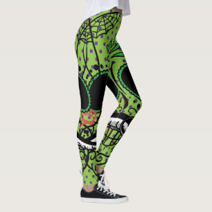Leggings Polka púrpura perenne verde limón lomo de azúcar