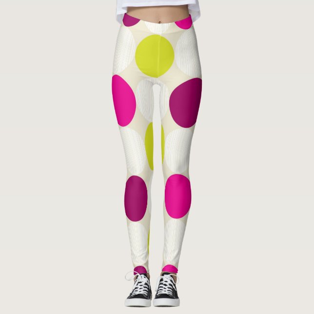 Leggings Polka púrpura y amarilla pega paja (Anverso)