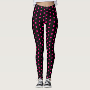 Leggings Polka rosado negro caliente patrón retro lindo fre
