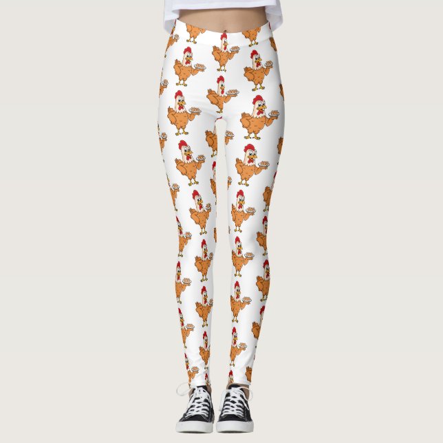 Leggings Pollo con huevos en el personalizado de placa (Anverso)