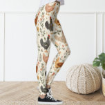 Leggings Pollo floral rosa de marfil de moda virgen Hen<br><div class="desc">Las piernas adornaban el patrón de pollo.</div>