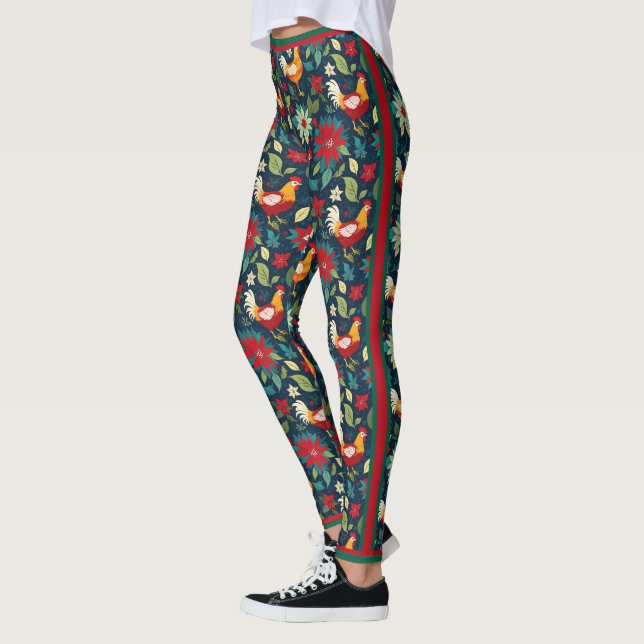 Leggings Pollos De Granja Y Poinsettias (Izquierda)