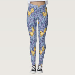 Leggings Pollos e jacintos sobre el azul celeste