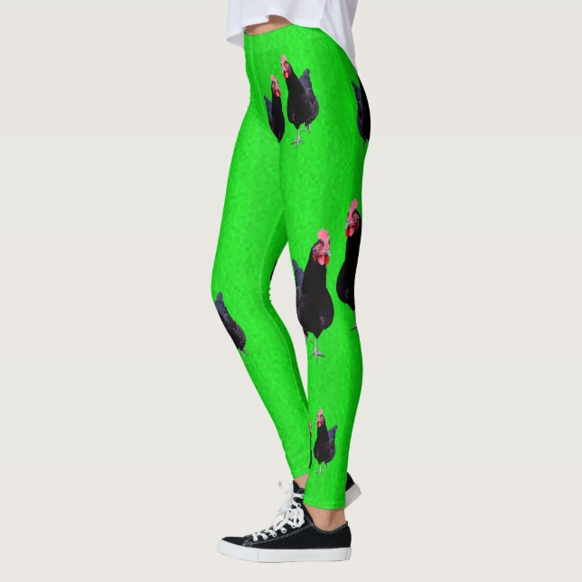 Leggings Pollos Negros En Lime Green, (Izquierda)